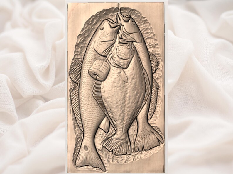 3 Fish Hanging Stringer STL view 2
