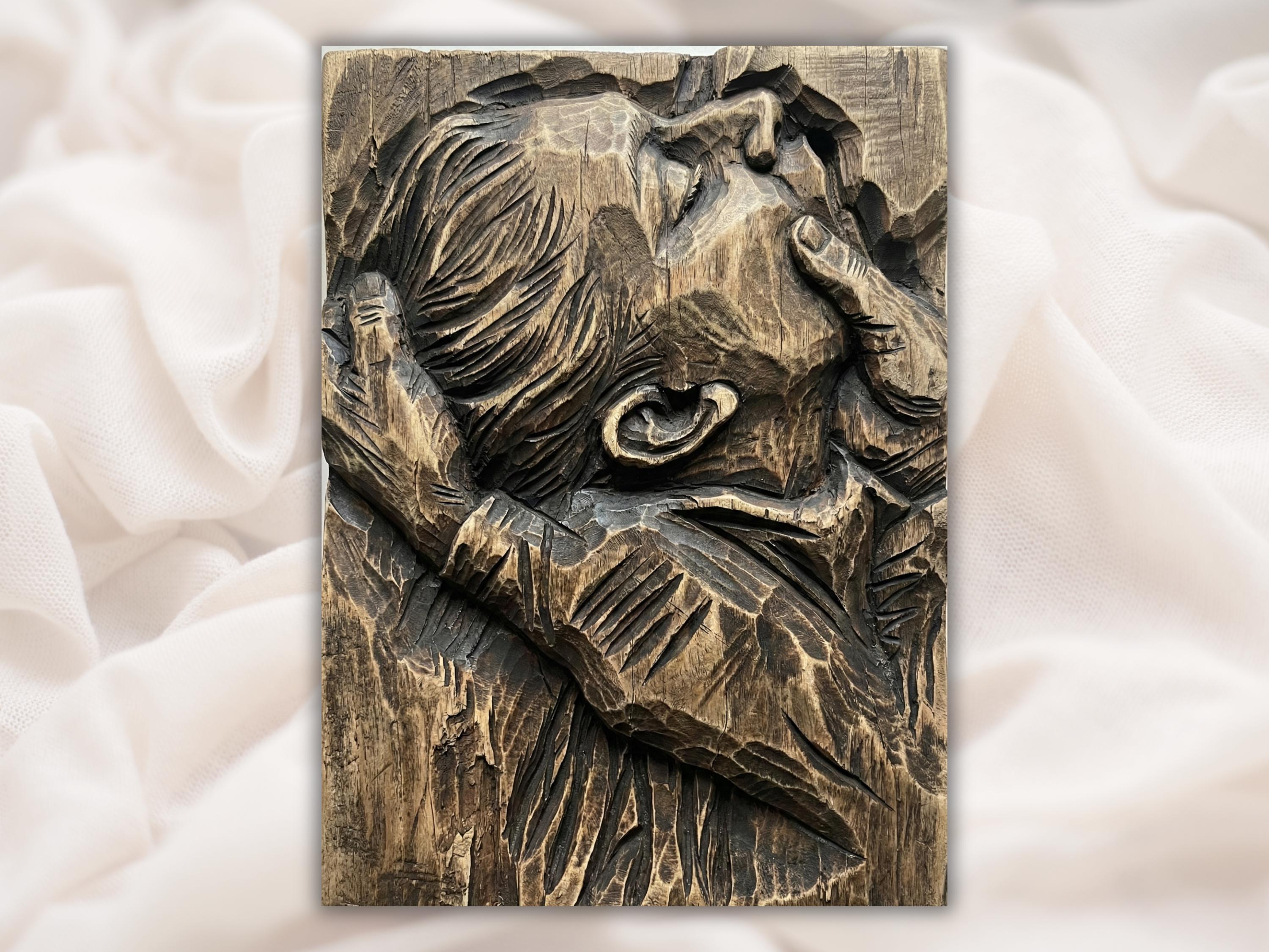 Abstract Lovers Kiss Bas-Relief STL for CNC Carving bas-relief STL design