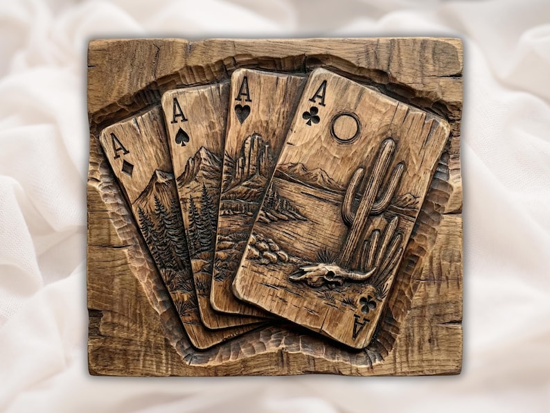 Aces Playing Cards 3D Relief STL File bas-relief STL
