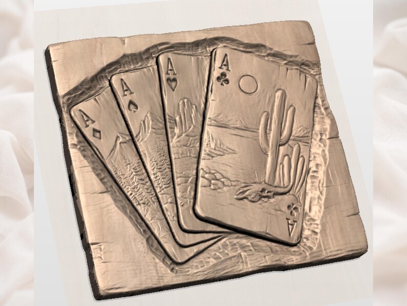 Aces Playing Cards 3D Relief STL File view 2