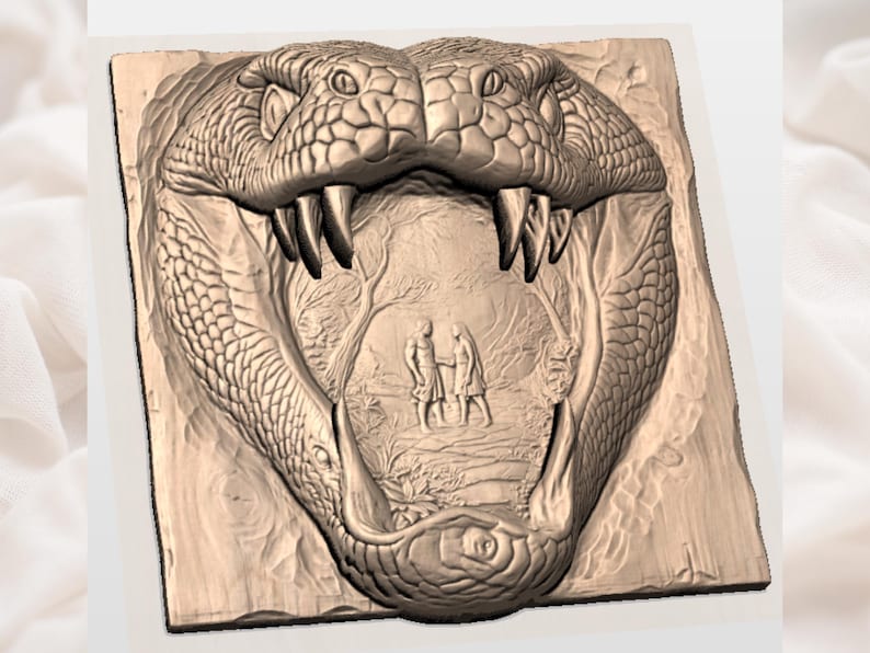 Adam and Eve 3D Relief STL view 2