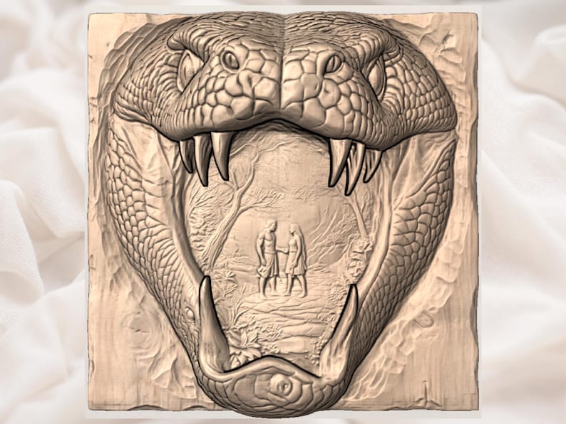 Adam and Eve 3D Relief STL view 3