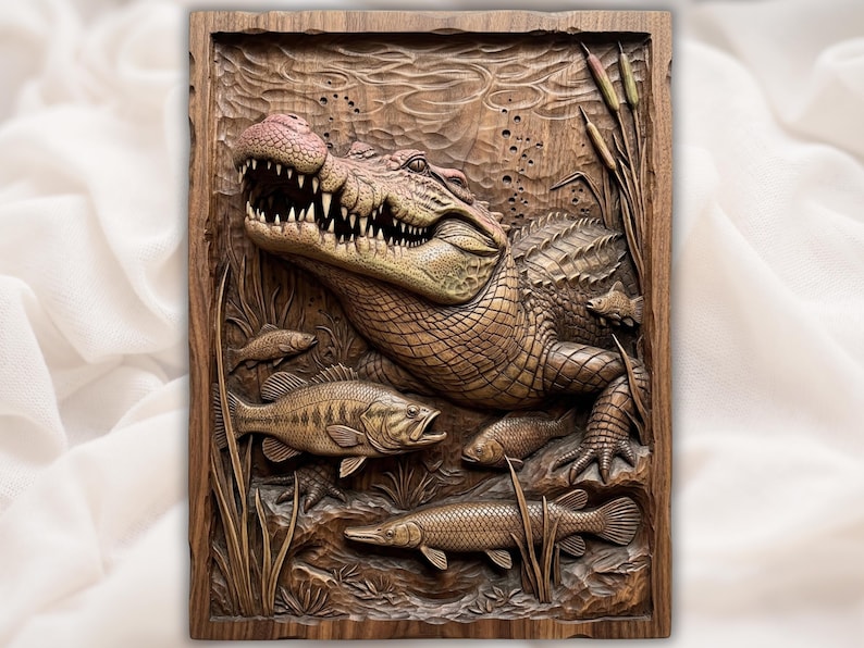 Alligator Swamp 3D Relief STL bas-relief STL design