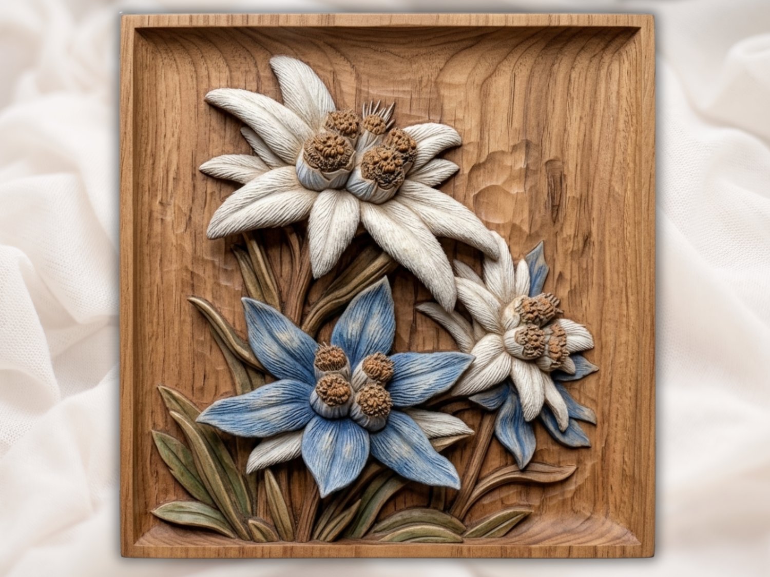Alpine Edelweiss Flower Wall Art CNC Relief STL bas-relief STL design