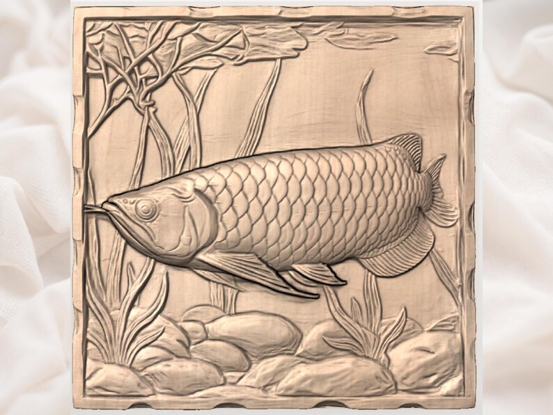 Arowana Fish 3D Relief STL for CNC Router view 2