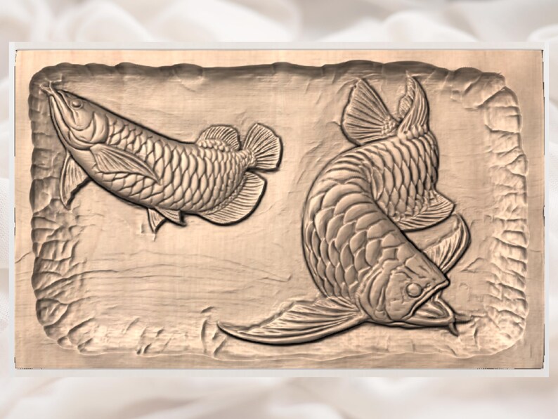 Arowana Fish Set 3D Relief STL for CNC Router view 3