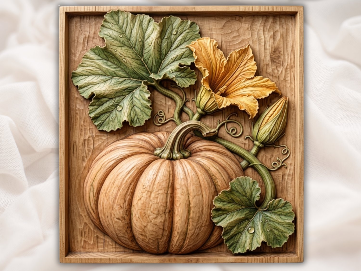 Autumn Harvest Pumpkin Bloom CNC Relief STL bas-relief STL design