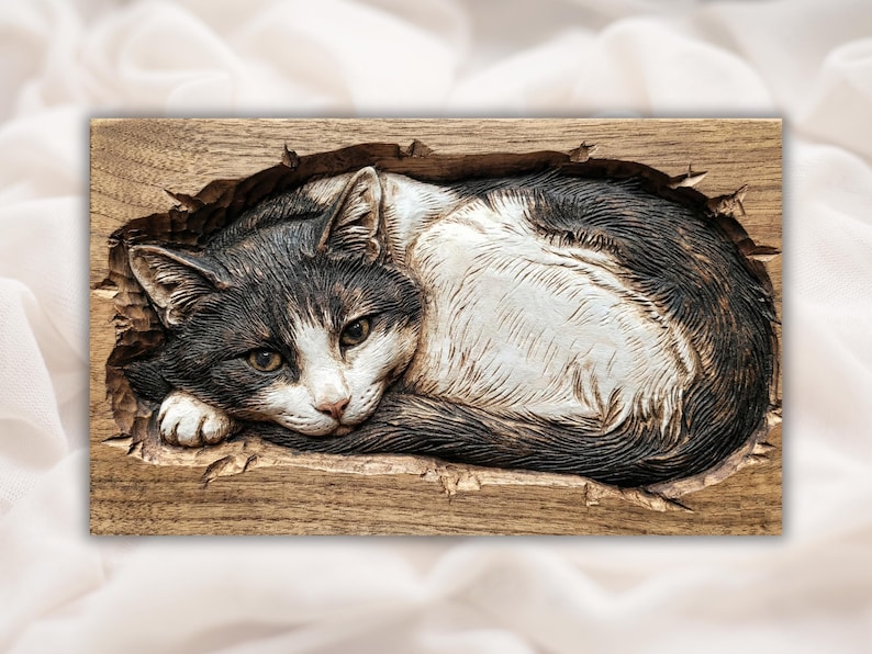 Awake Cat 3D Relief STL bas-relief STL