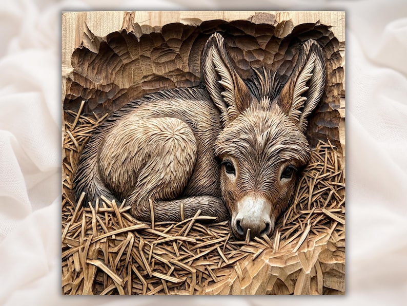 Baby Donkey 3D Relief STL for CNC Router bas-relief STL design