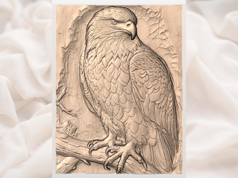Bald Eagle 3D Relief STL view 2