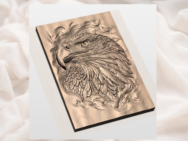 Bald Eagle Head 3D Relief STL view 2