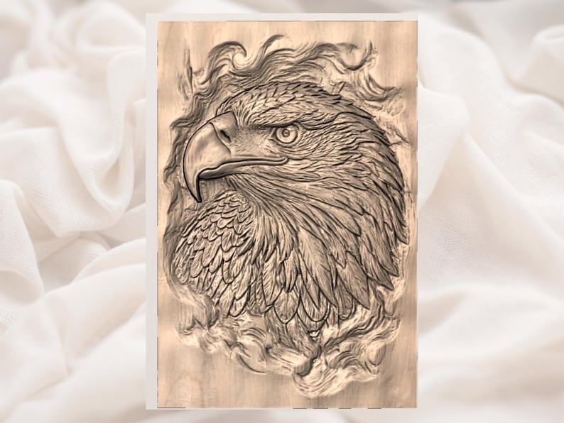 Bald Eagle Head 3D Relief STL view 3