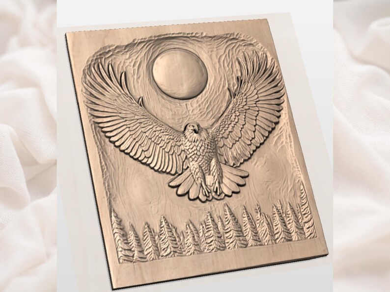 Bald Eagle Moon 3D Relief STL view 2