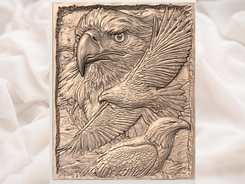 Bald Eagle STL 3D Relief view 2