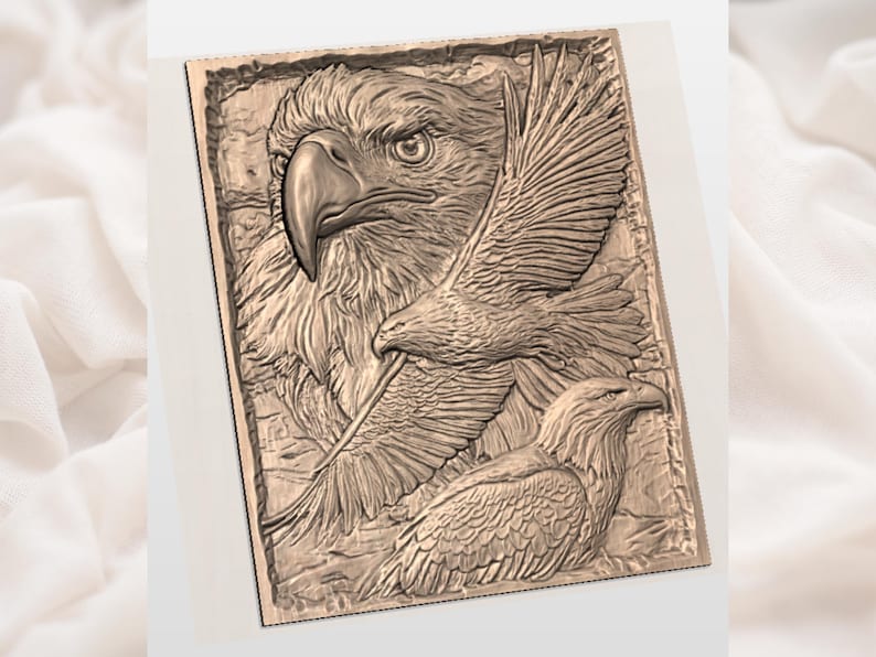 Bald Eagle STL 3D Relief view 3