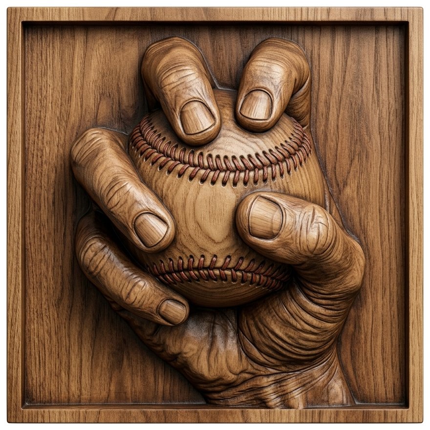 Baseball Pitcher Hand Grip CNC Relief STL bas-relief STL design