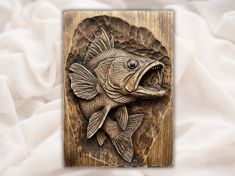 Bass Fish 3D Relief STL File bas-relief STL design