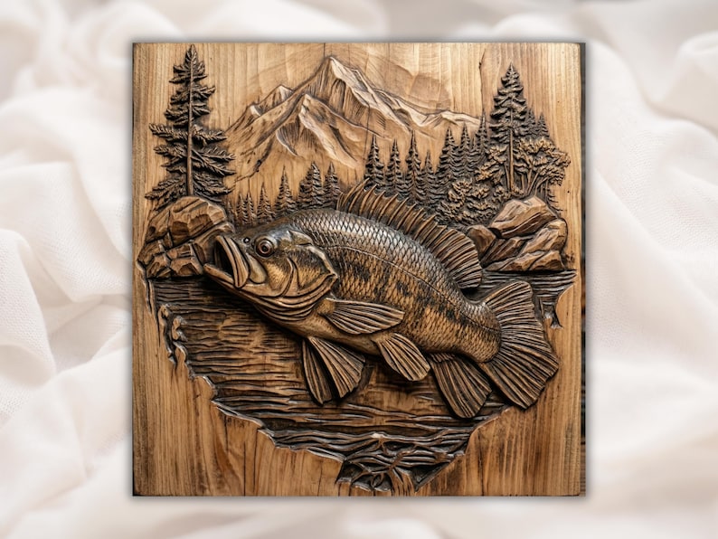 Bass Fish 3D Relief STL bas-relief STL