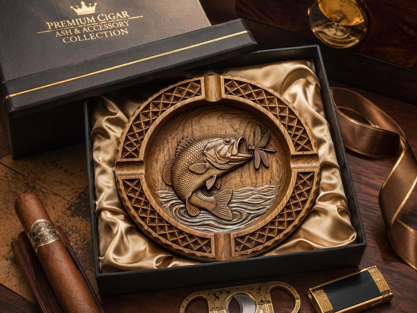 Bass Fishing Ash Tray CNC STL Relief bas-relief STL
