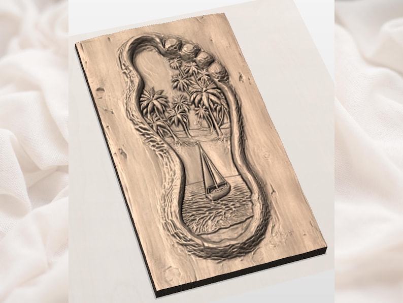 Beach Footprint 3D Relief STL File view 2