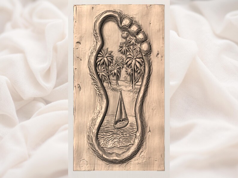 Beach Footprint 3D Relief STL File view 3
