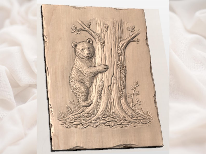 Bear Cub 3D Relief STL view 2