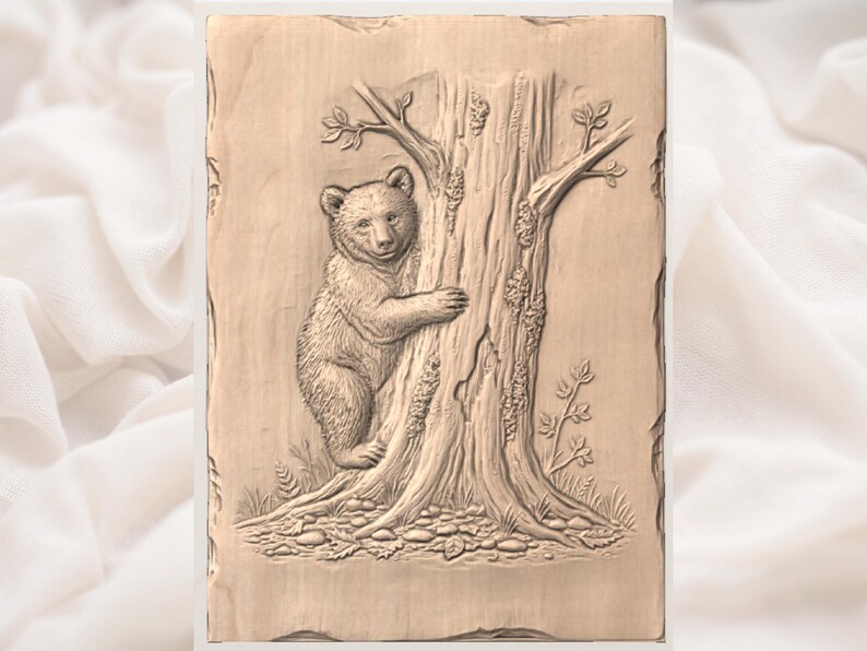 Bear Cub 3D Relief STL view 3