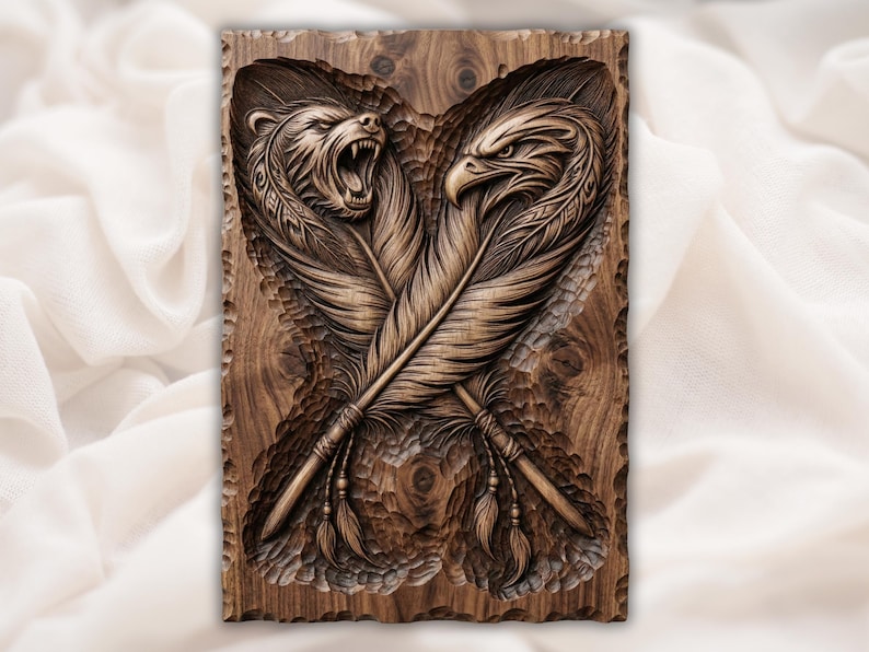 Bear Eagle STL bas-relief STL design