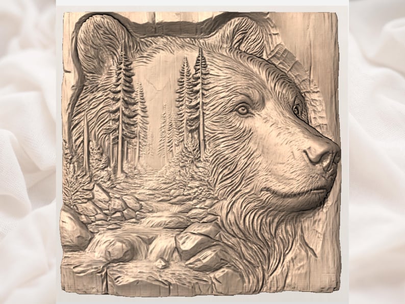 Bear Forest River 3D Relief STL view 3