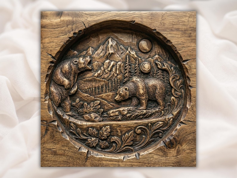Bear Wildlife 3D Relief STL bas-relief STL