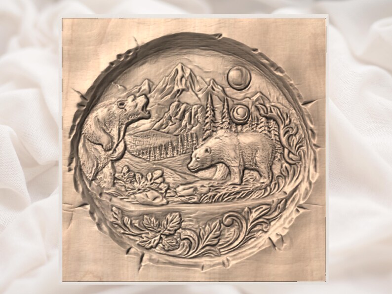 Bear Wildlife 3D Relief STL view 2