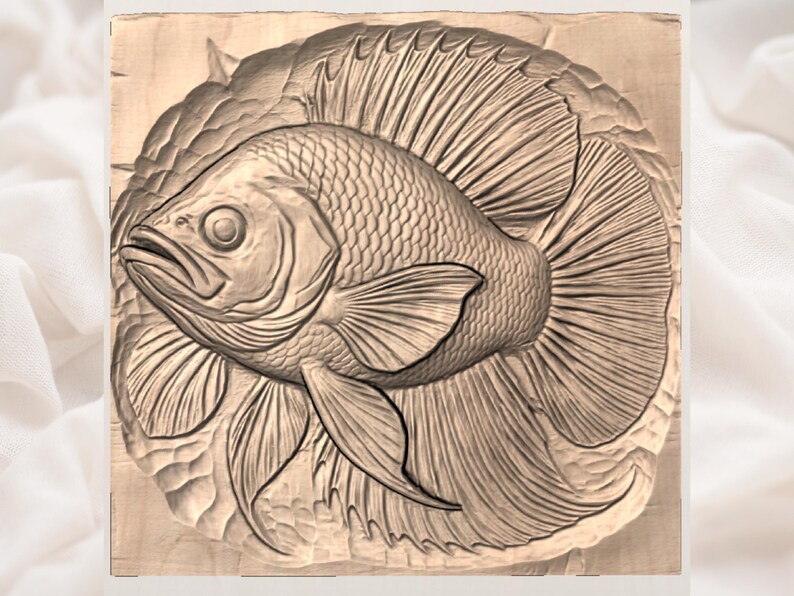 Fish CNC bas Relief STL view 3
