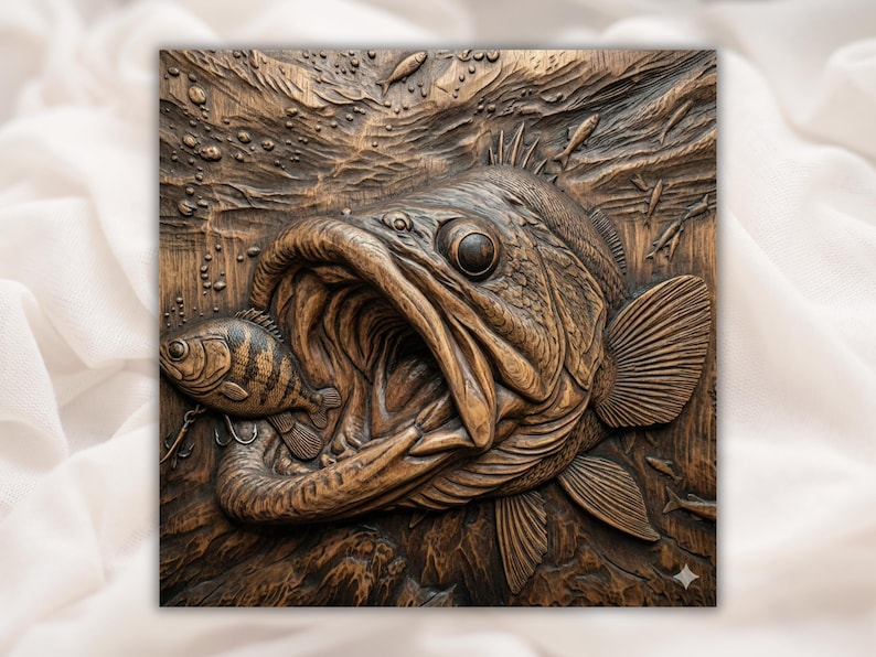 Big Bass 3D Relief STL bas-relief STL design
