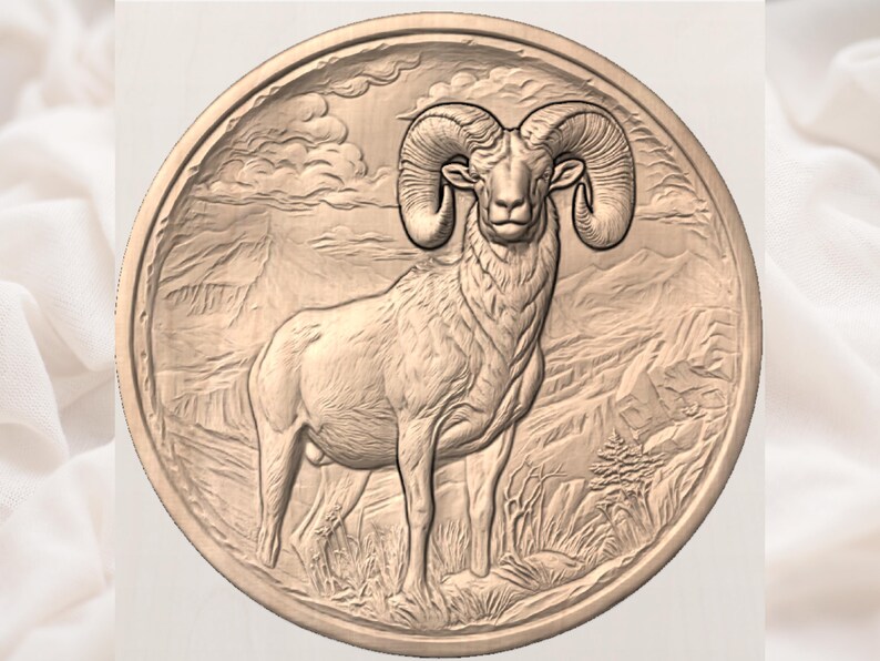Bighorn Sheep 3D Relief STL for CNC Router view 2