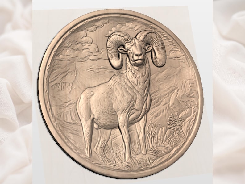 Bighorn Sheep 3D Relief STL for CNC Router view 3