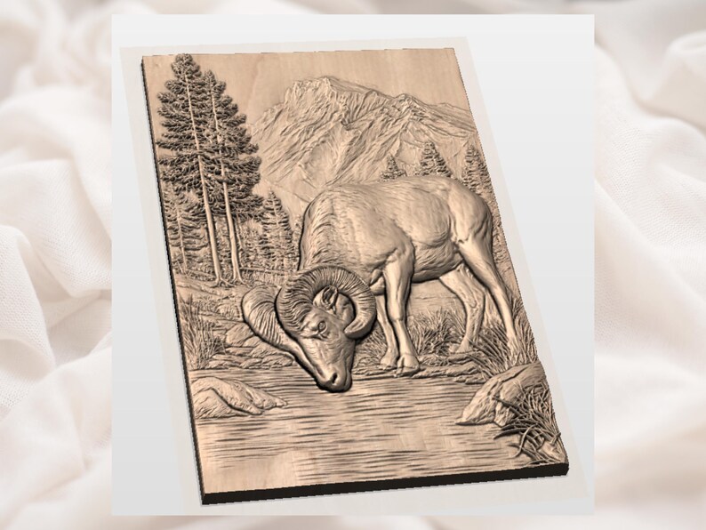 Bighorn Sheep 3D Relief STL view 3