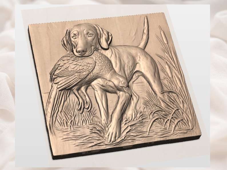 Bird Dog Retriever 3D Relief STL view 3