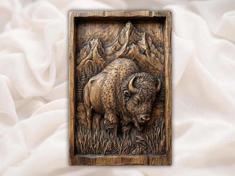 Bison Buffalo 3D Relief STL bas-relief STL design