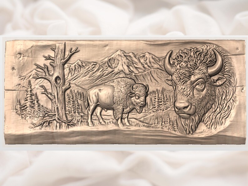 Bison Relief STL for CNC Router view 3