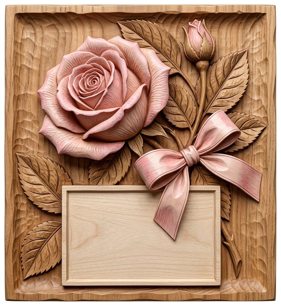Blooming Rose Floral Plaque CNC Relief STL bas-relief STL design