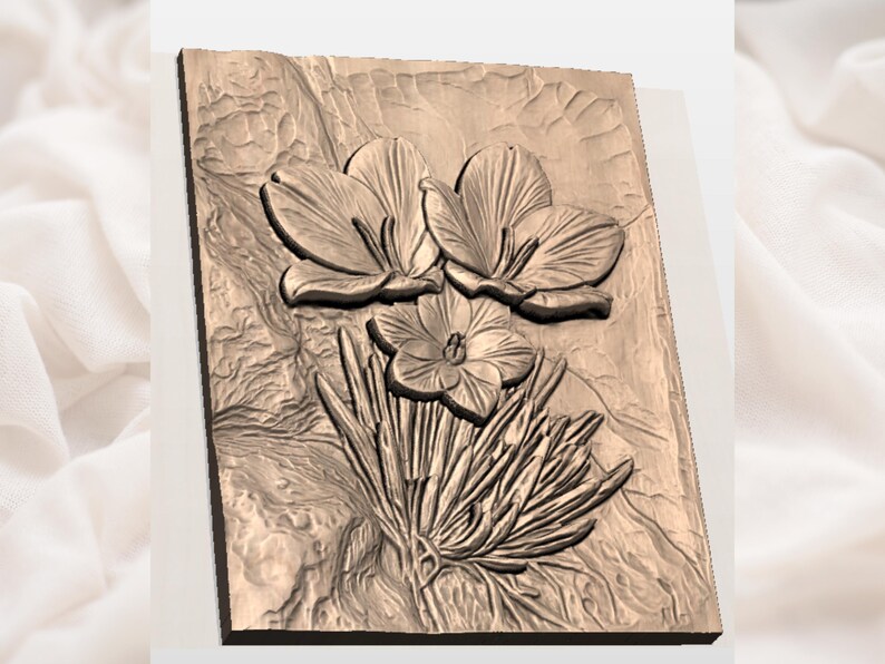 Blue Crocus Relief STL view 2