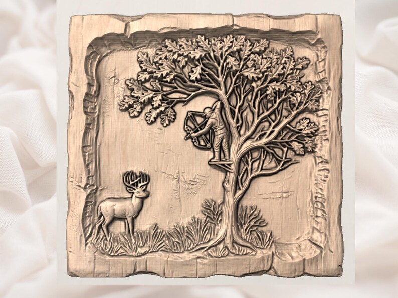 Bow Hunter Deer 3D Relief STL view 2