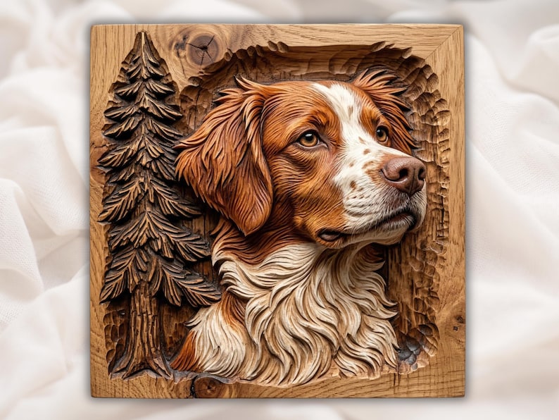 Brittany Spaniel Dog Love STL bas-relief STL