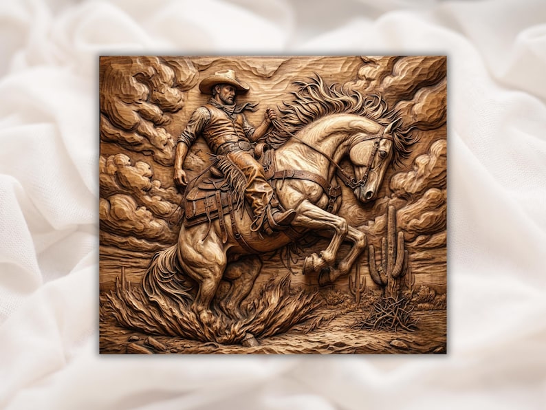 Bronco Rider 3D Relief STL bas-relief STL