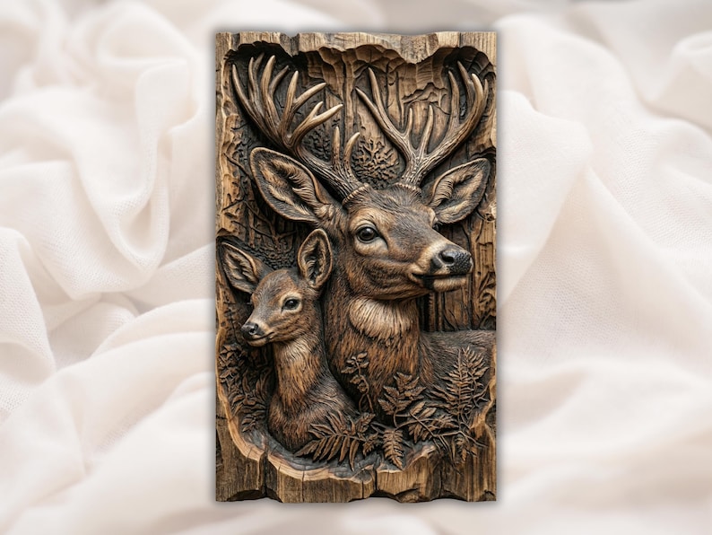 Buck & Doe Deer 3D Relief STL bas-relief STL