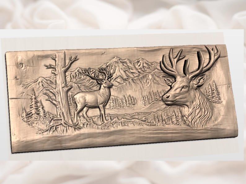 Buck Deer Bas Relief STL view 2