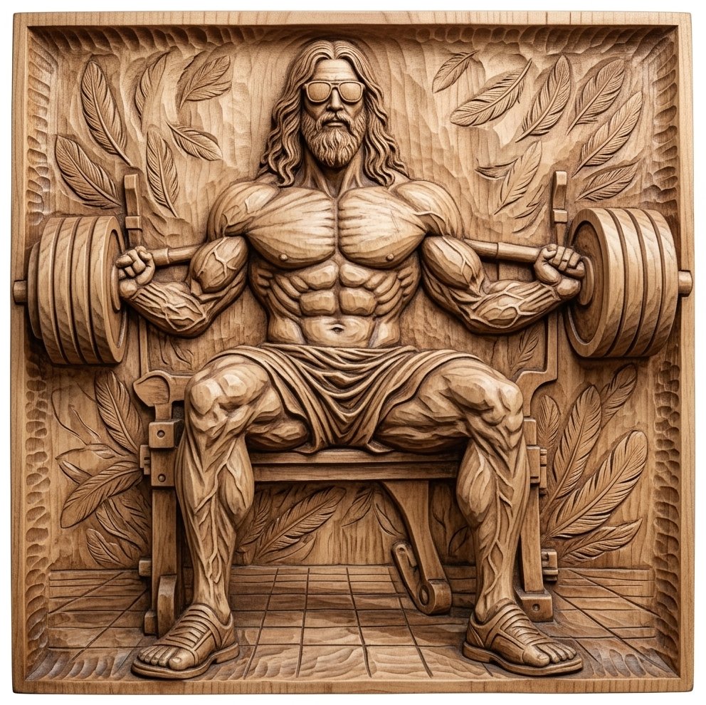 Buff Weightlifting Gym God CNC Relief STL bas-relief STL design