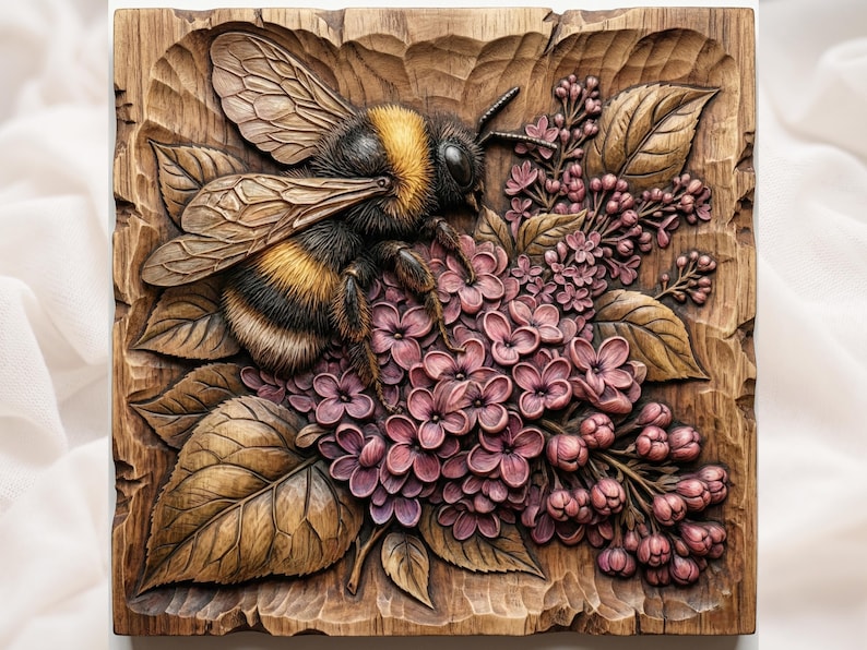 Bumblebee and  Lilac STL bas-relief STL design