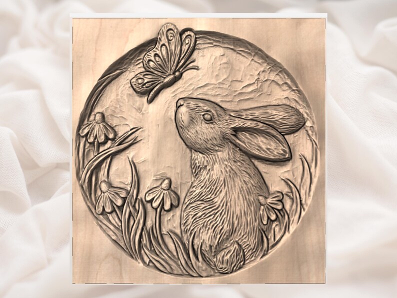 Bunny Rabbit 3D Relief STL File view 3