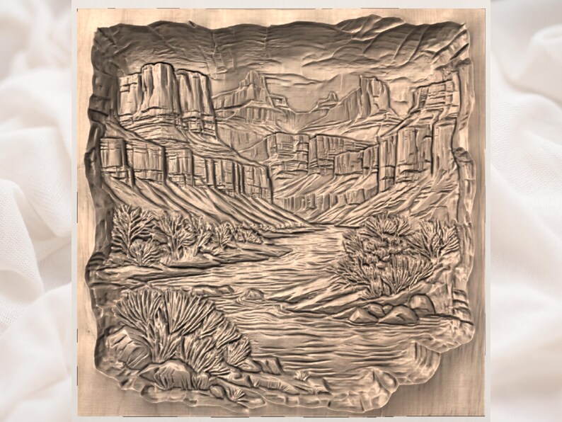Canyon River Landscape 3D Relief STL view 3